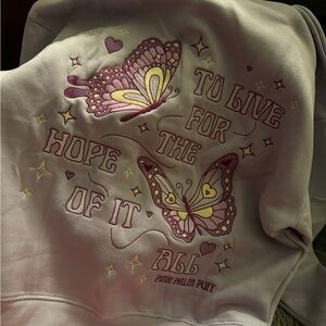 NWT Pink Palm Puff Lilac Hoodie Size Small
